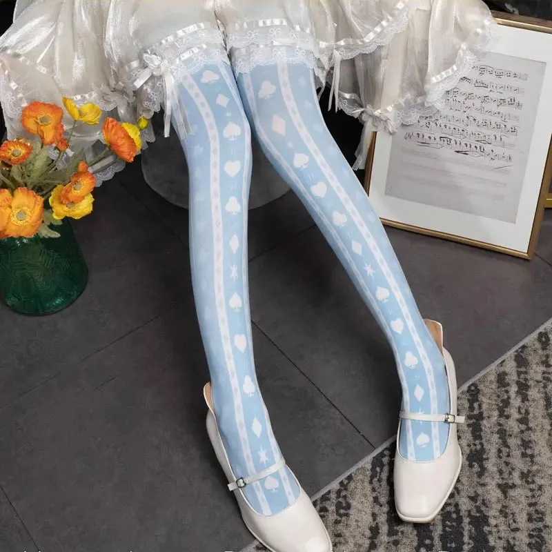 Alice Code ~ Sweet Lolita Printed Tights 120D Pantyhose by Yidhra