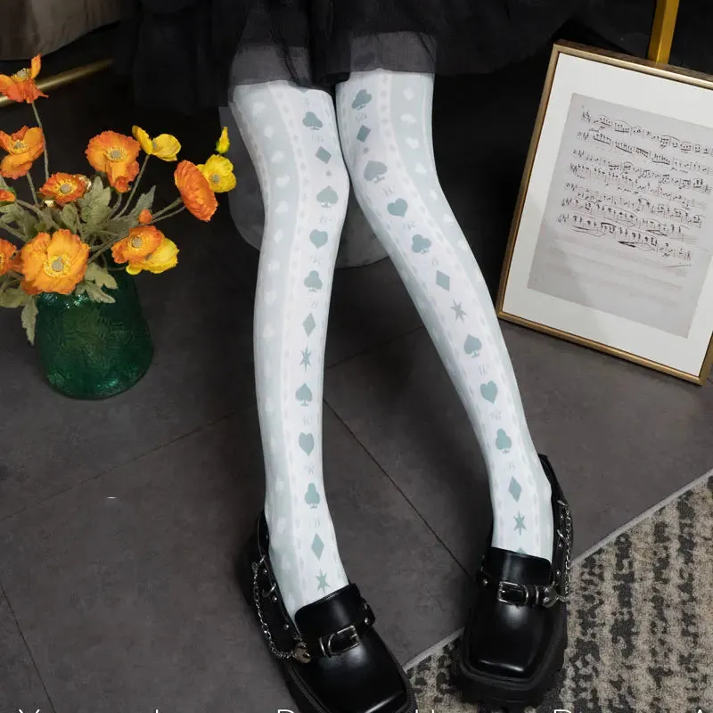 Alice Code ~ Sweet Lolita Printed Tights 120D Pantyhose by Yidhra