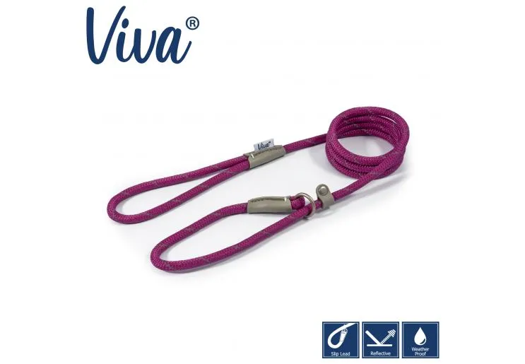 Ancol - Viva Nylon Reflective Rope Slip Lead - Red - 120cm x 10mm (Max 30kg)