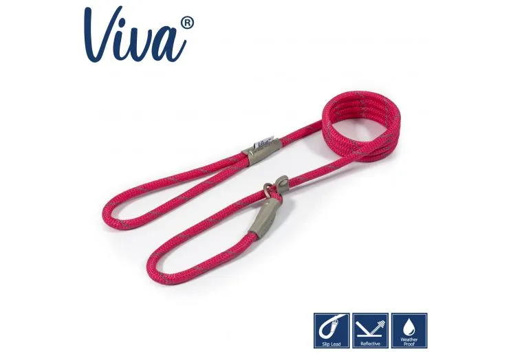 Ancol - Viva Nylon Reflective Rope Slip Lead - Red - 120cm x 10mm (Max 30kg)