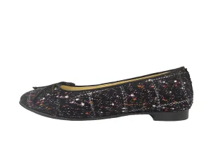 Andanines  Black Speckled Tweed Ballet Flat 541-42