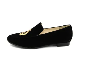 Boutaccelli  Black Velvet Smoking Slipper with emblem  Carpi