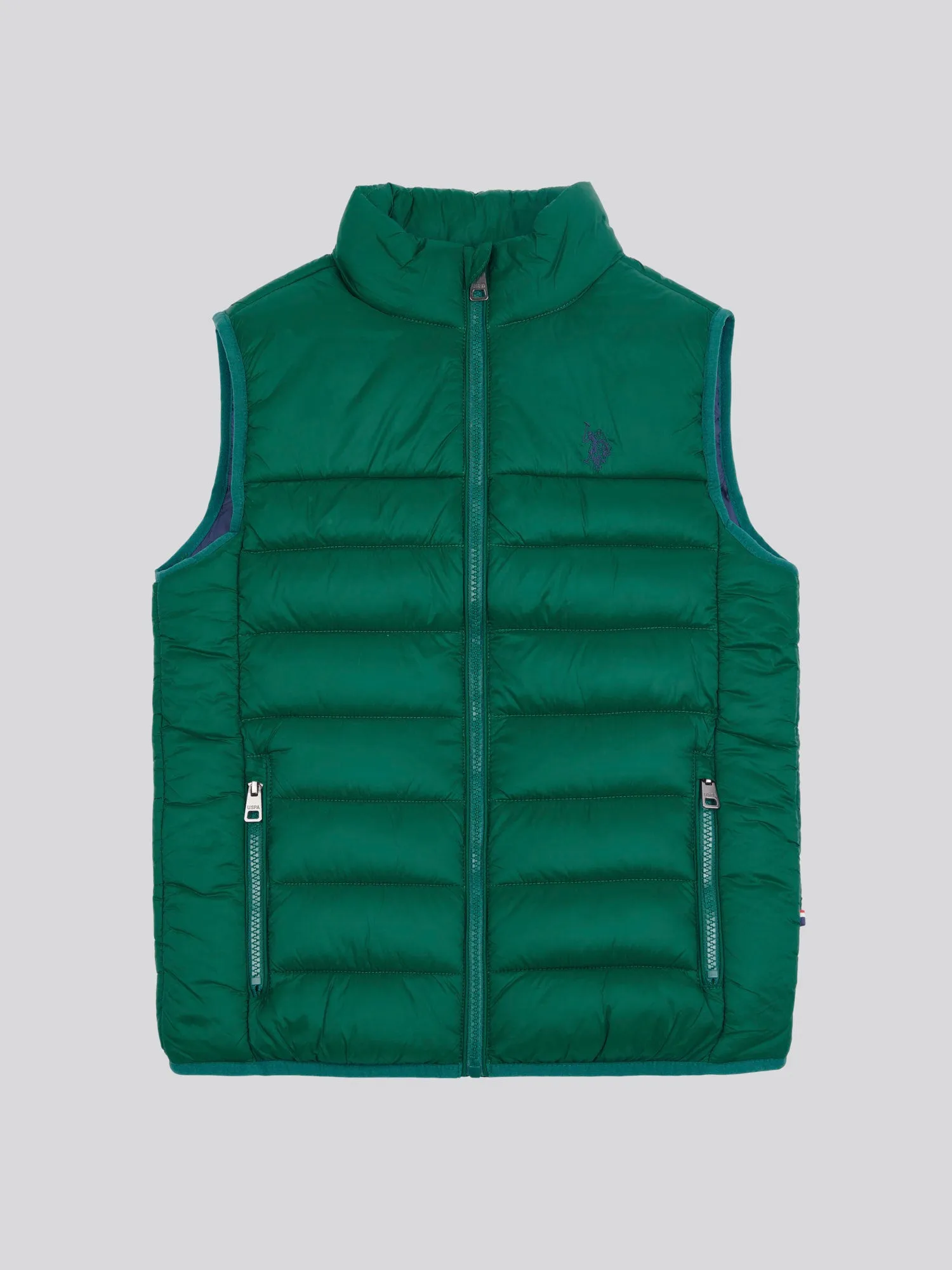 Boys Panelled Quilted Gilet in Rain Forest