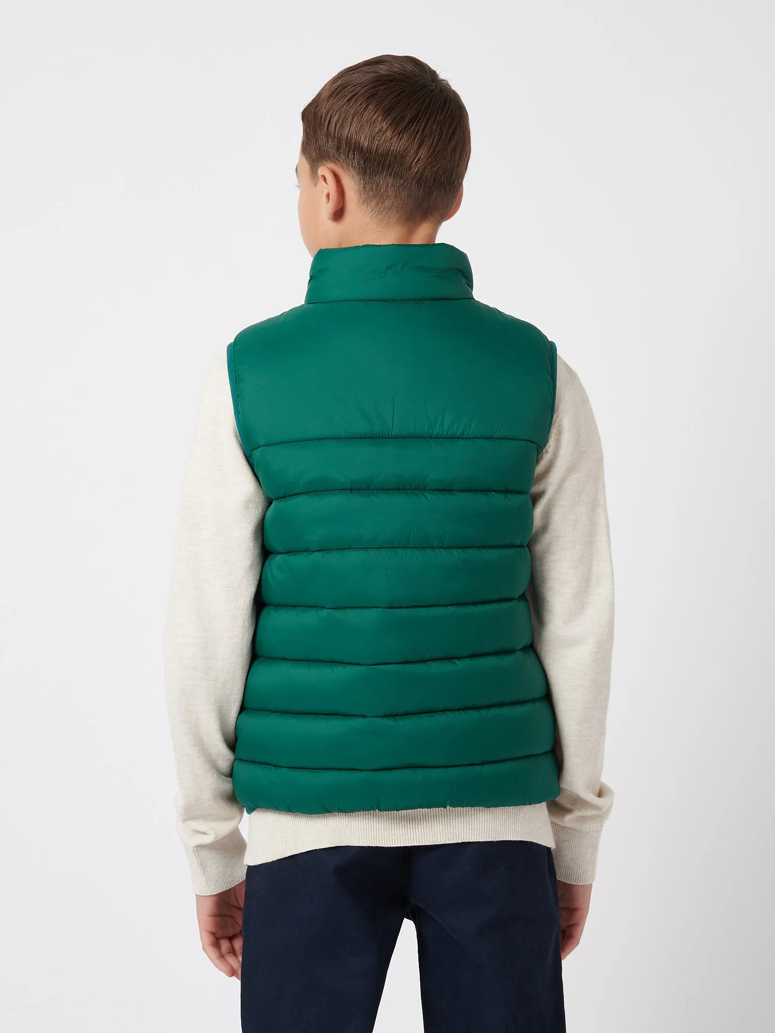 Boys Panelled Quilted Gilet in Rain Forest