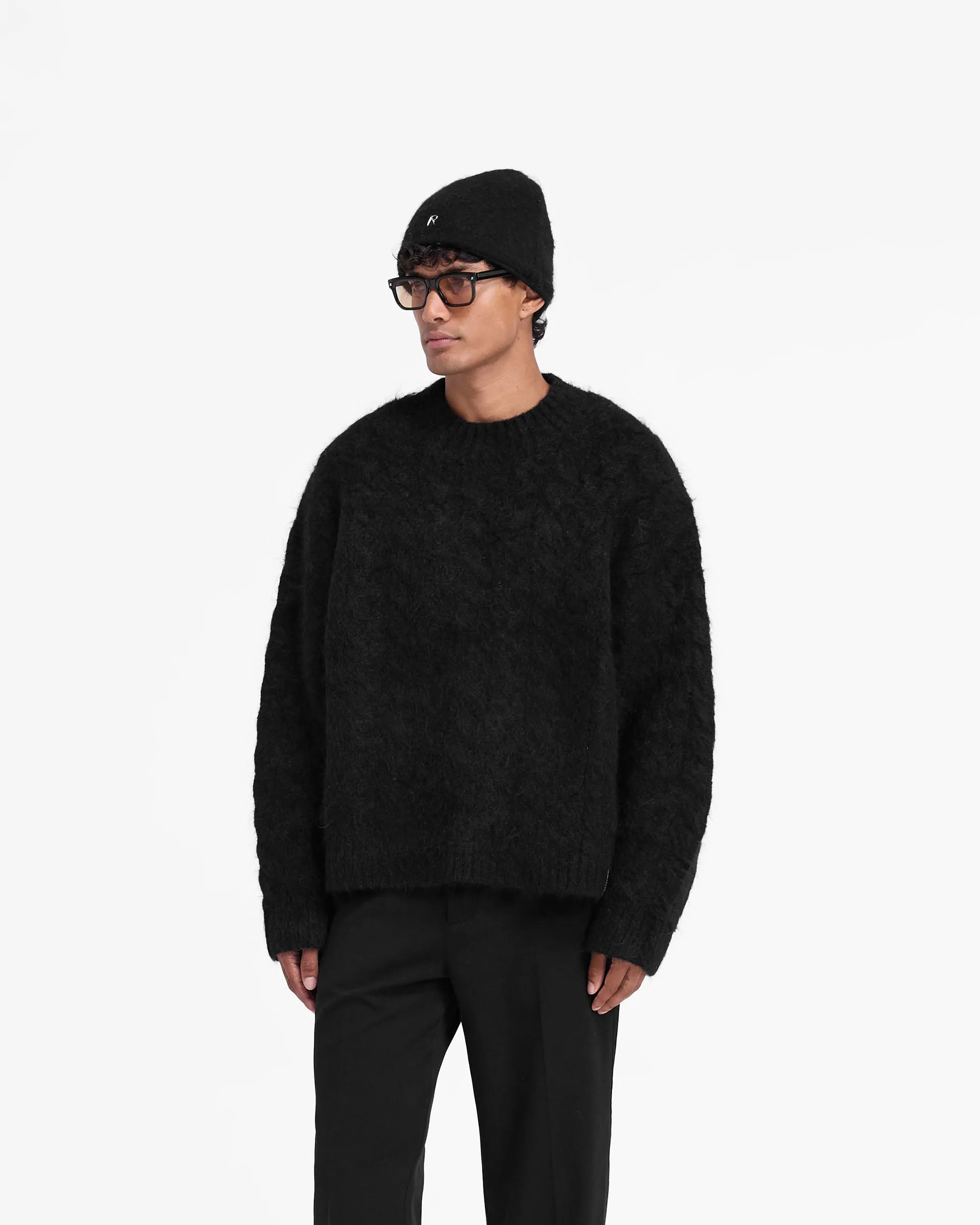 Cable Knit Sweater - Jet Black