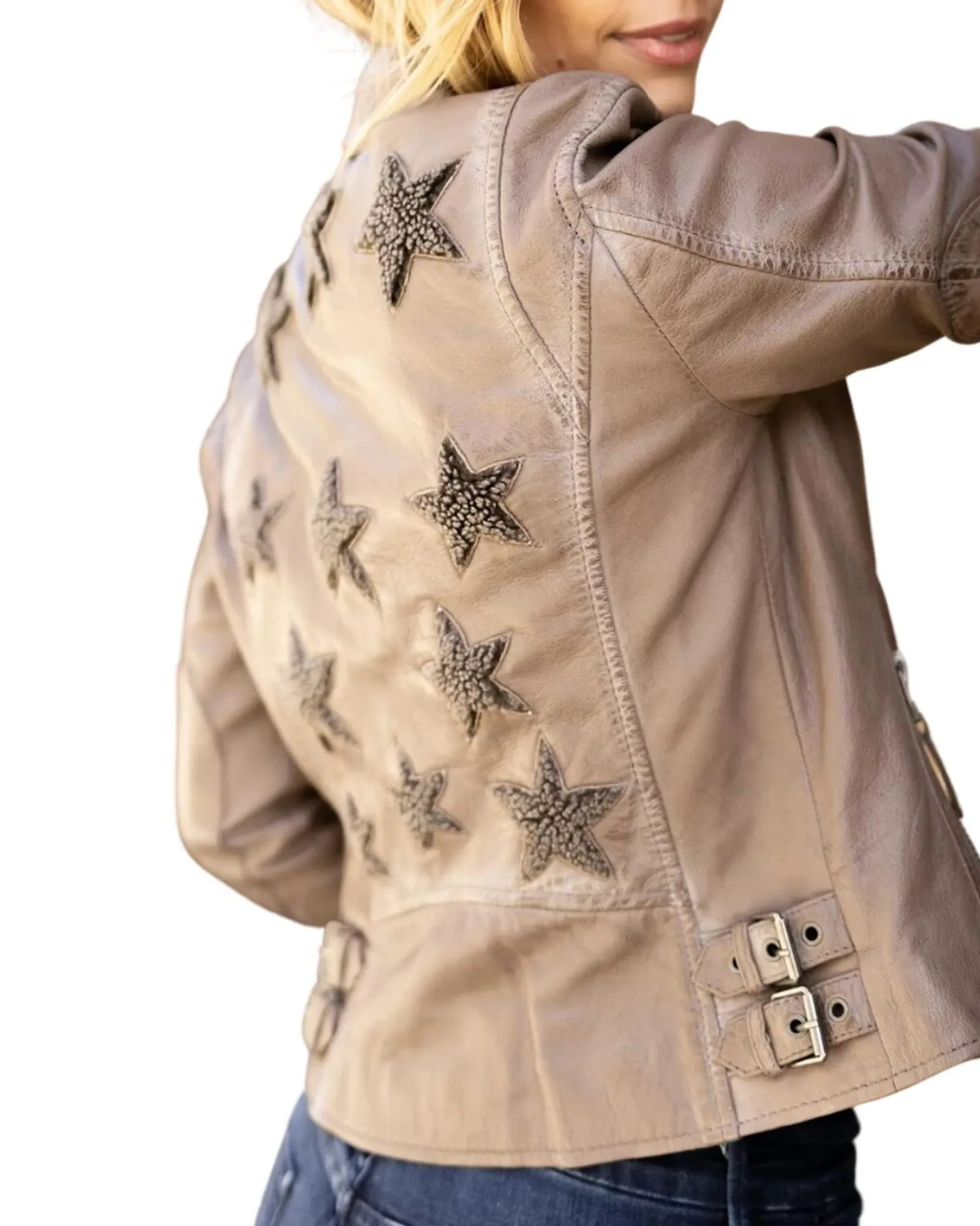 Christy Rf Leather Jacket in Taupe | Taupe