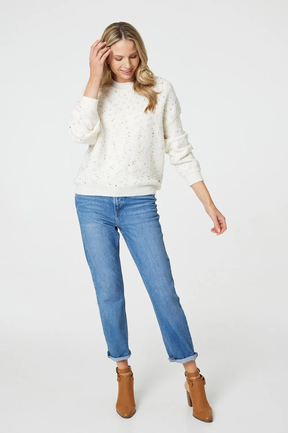 Dotted Knit Long Sleeve Jumper