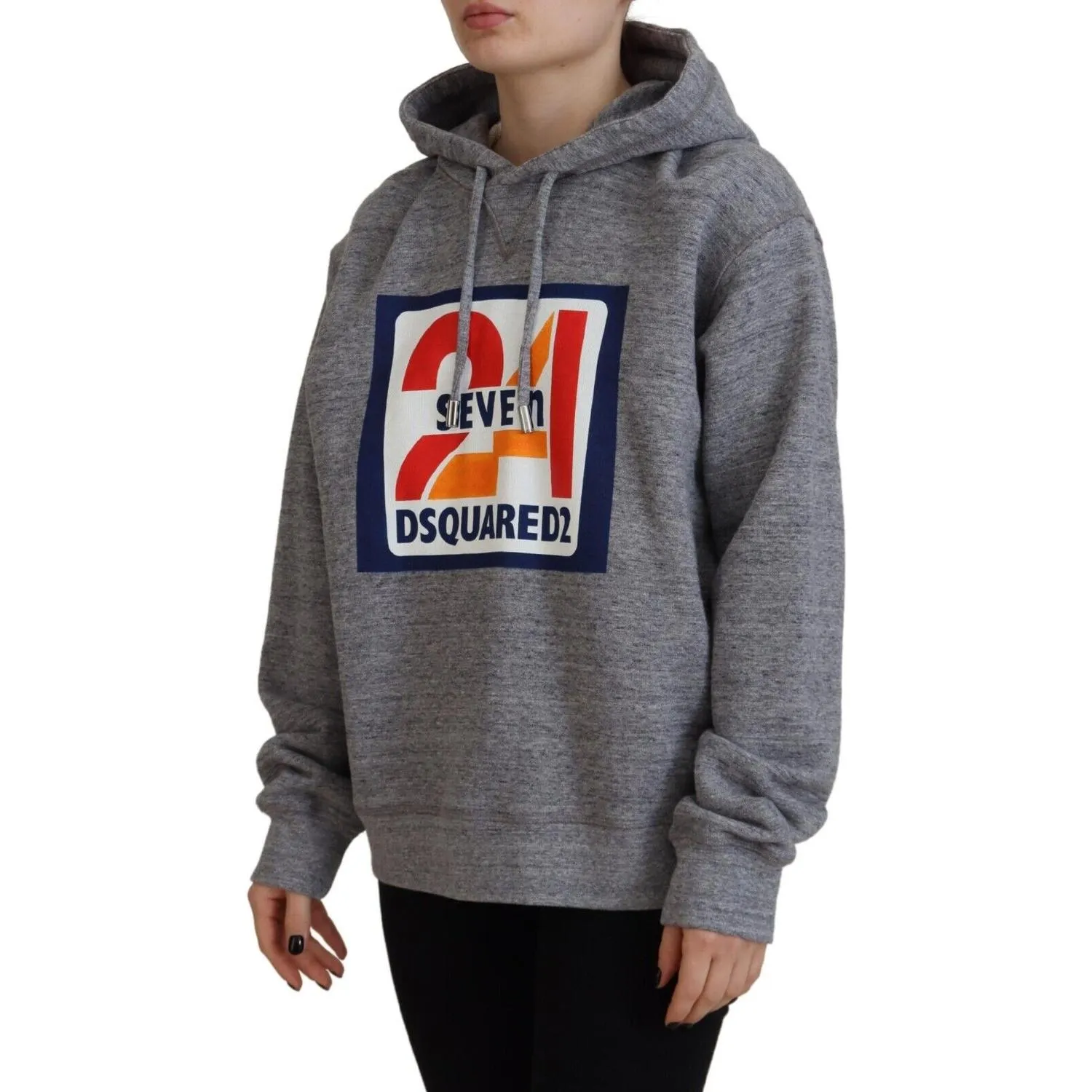 Dsquared² Gray Logo Print Cotton Hoodie Sweatshirt Sweater