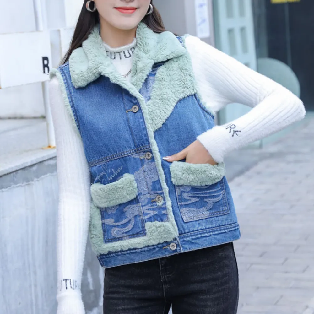 ELEANOR - Klassiek Denim Wintervest voor Dames