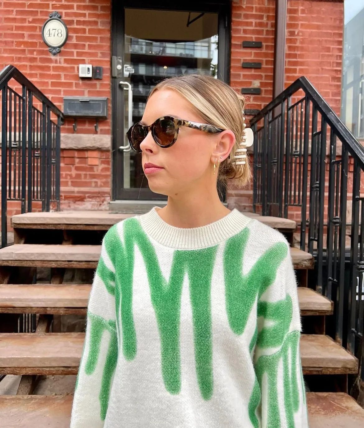 Green & White Poplar Paint Spill Jumper