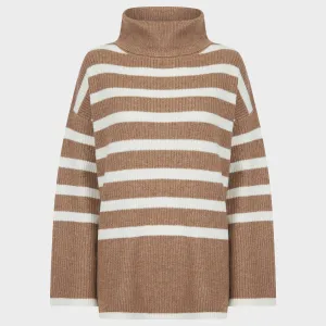 Ladies Woodsmoke Stripe Roll Neck Jumper