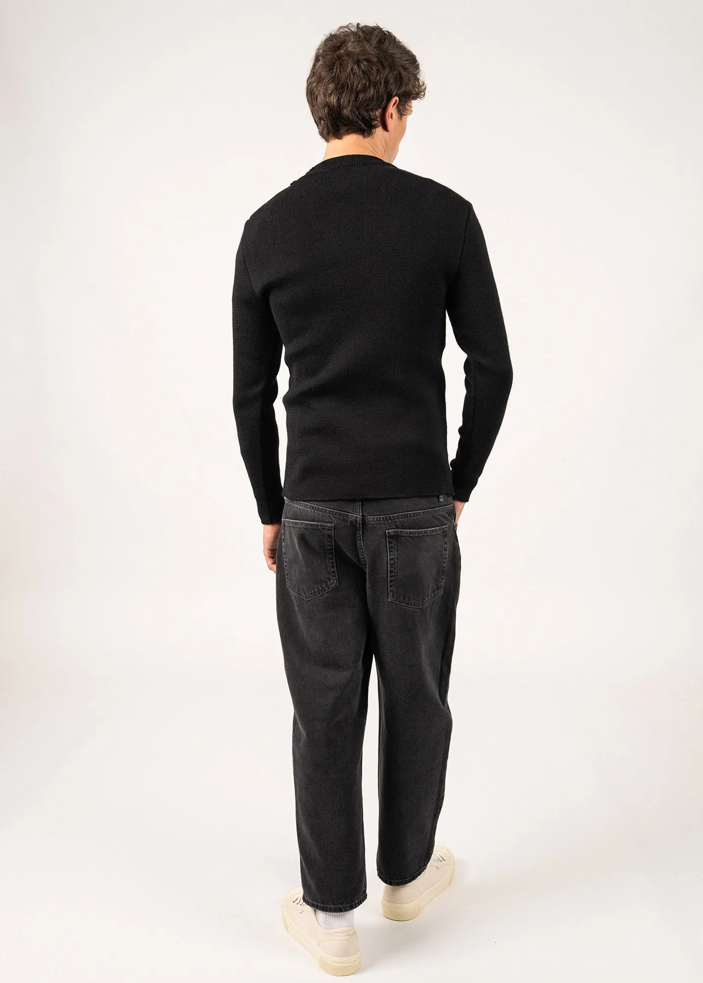 Matelot authentic sailor jumper - slim fit, in pure new wool (NOIR)