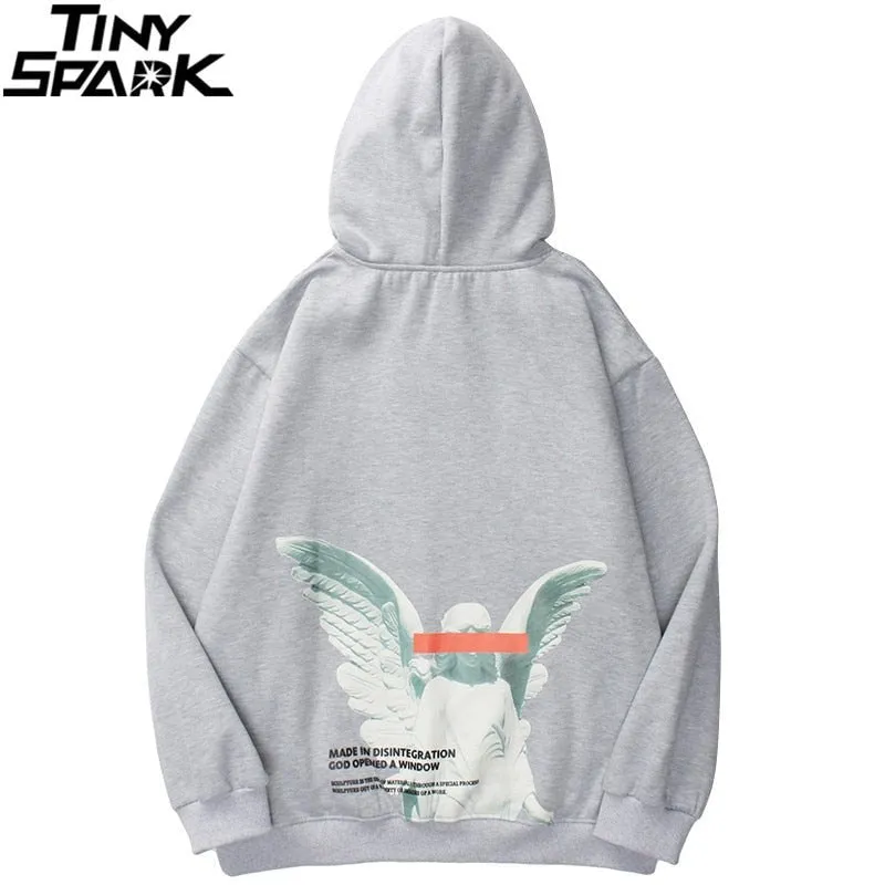 Mens Harajuku Angel God Printed Hoodie