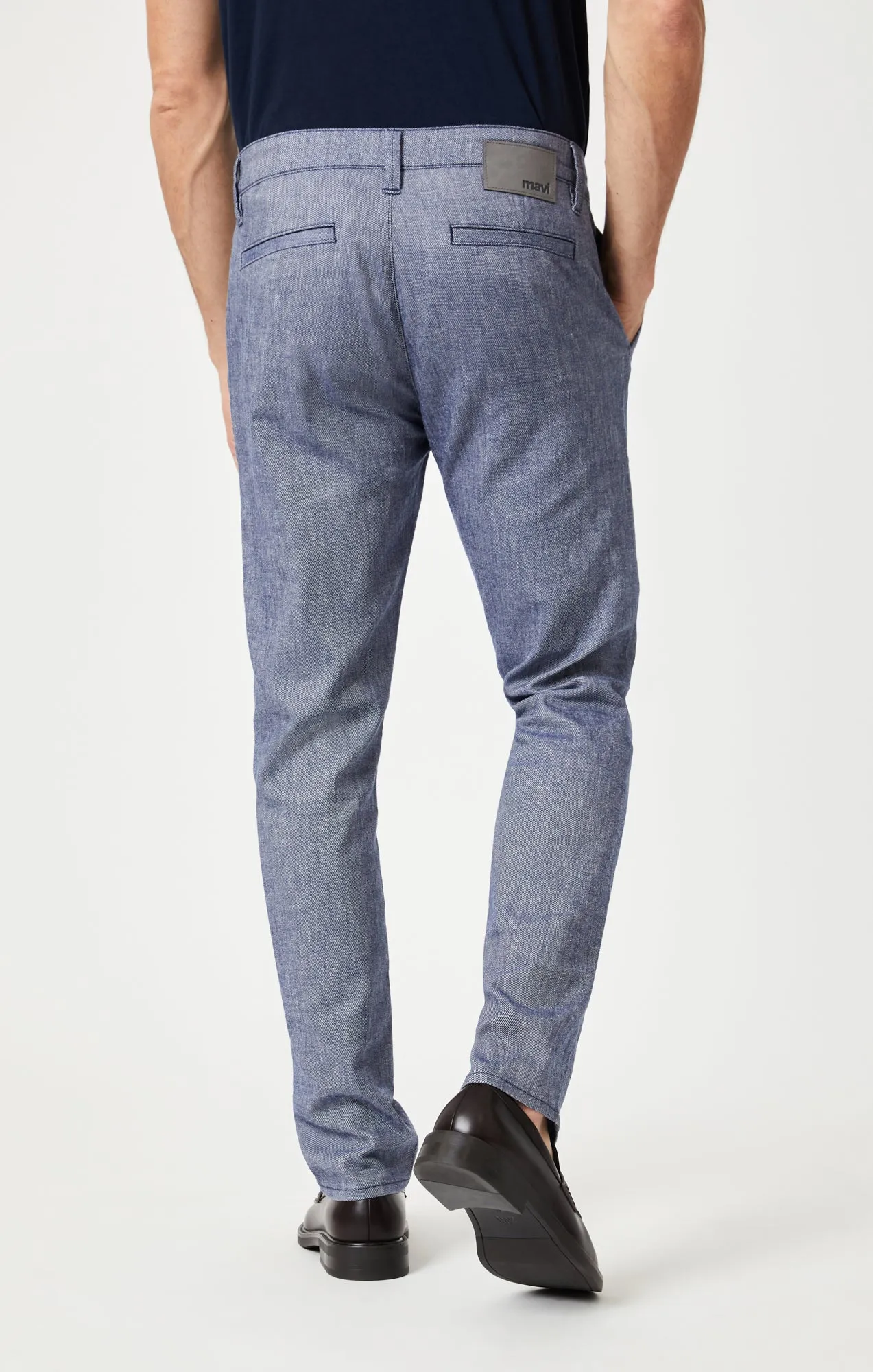 MILTON SLIM STRAIGHT CHINO IN INDIGO LINEN