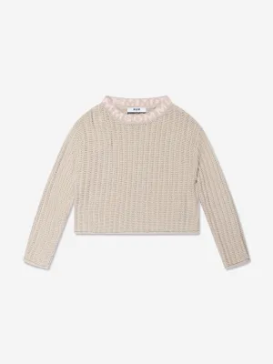 MSGM Girls Knitted Jumper in Beige