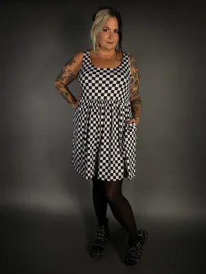 Outfit Set - Tommyrot Checkered Skater Dress & 50 Denier Black Tights by Pamela Mann