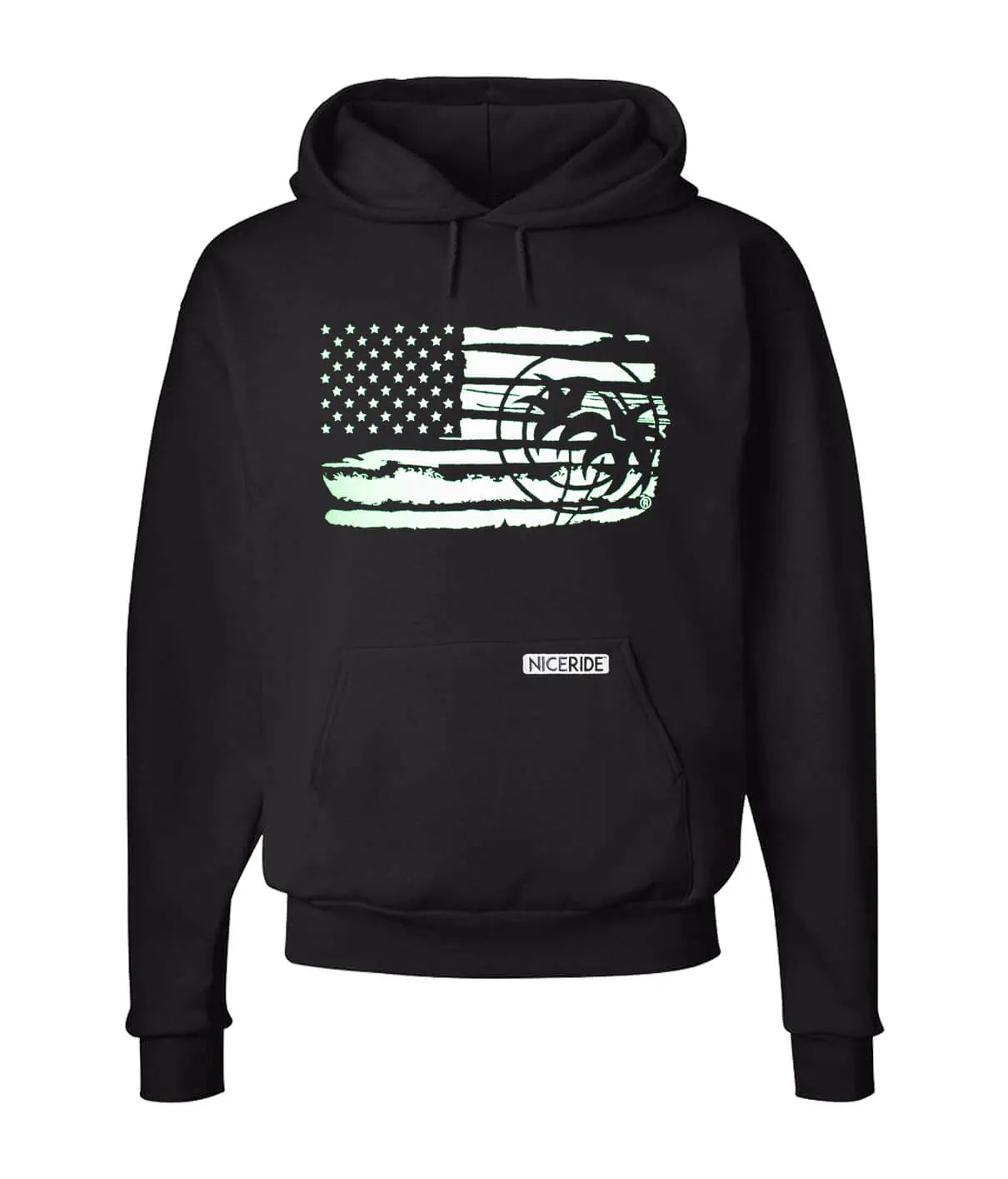 "Strong Faded" Black Pullover Hoodie For Men And Women