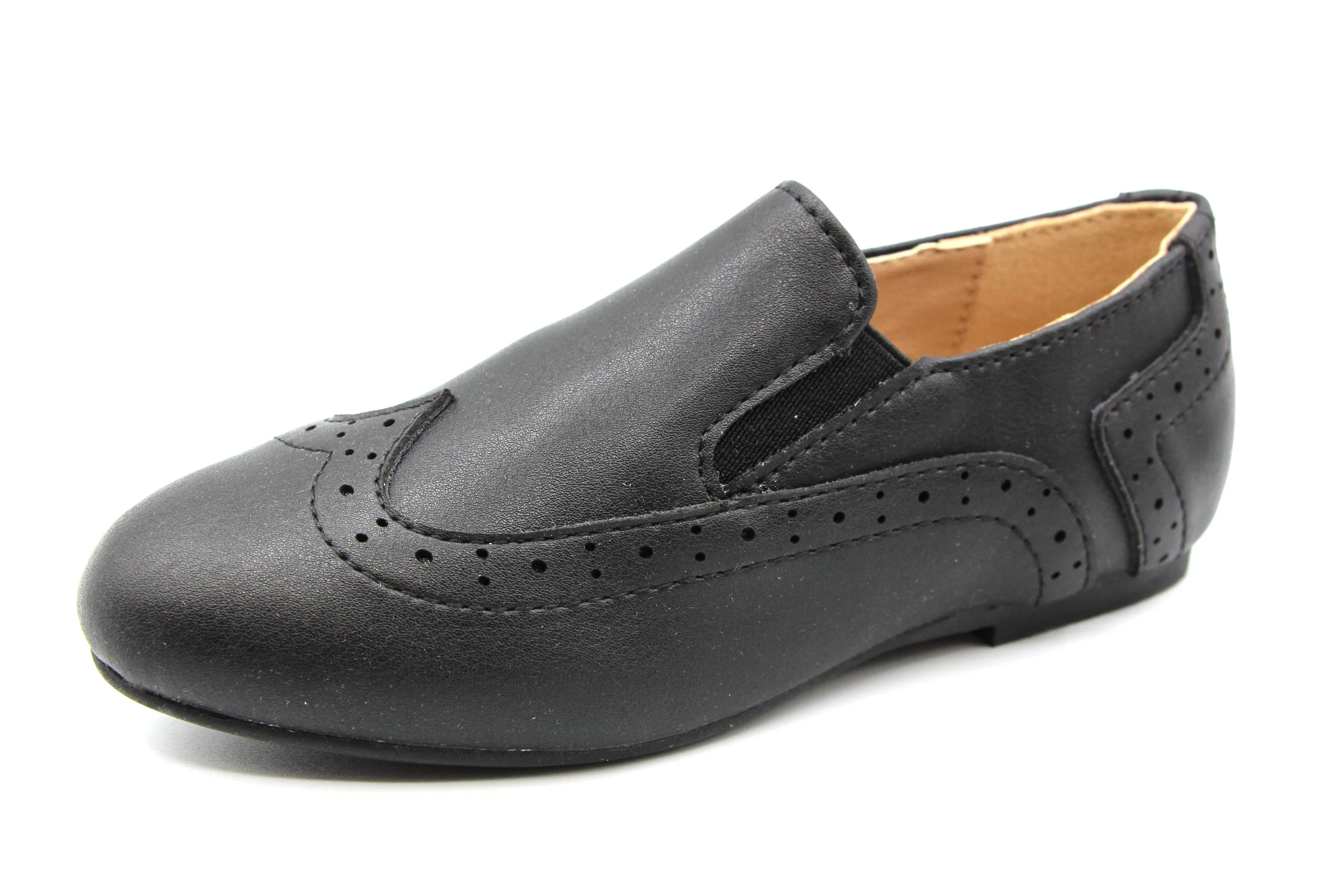 Ruby  Black Wingtip Slip On 420