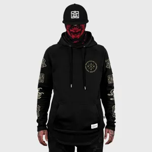 The Motto Scoop Pullover Hoodie (Gold on Black}