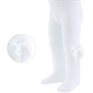 WHITE PELRINE TIGHTS W/BOW (0-24 MONTHS)