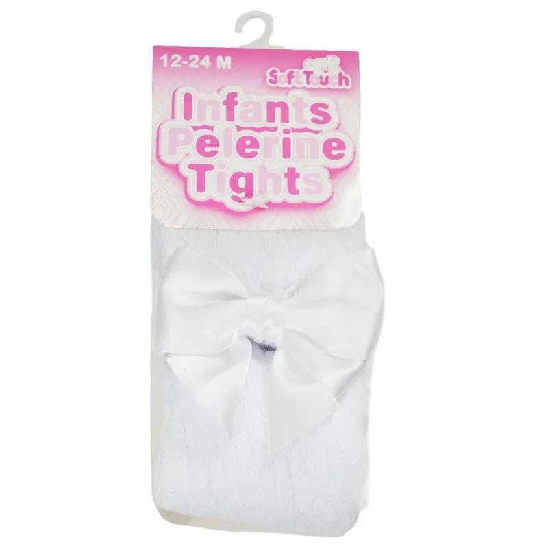 WHITE PELRINE TIGHTS W/BOW (0-24 MONTHS)