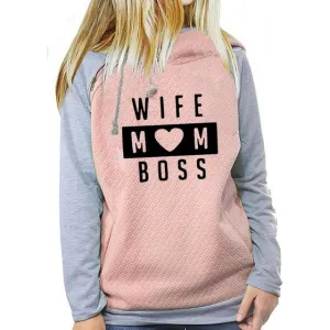 Wife mom boss pullover hoodie sweatshirt