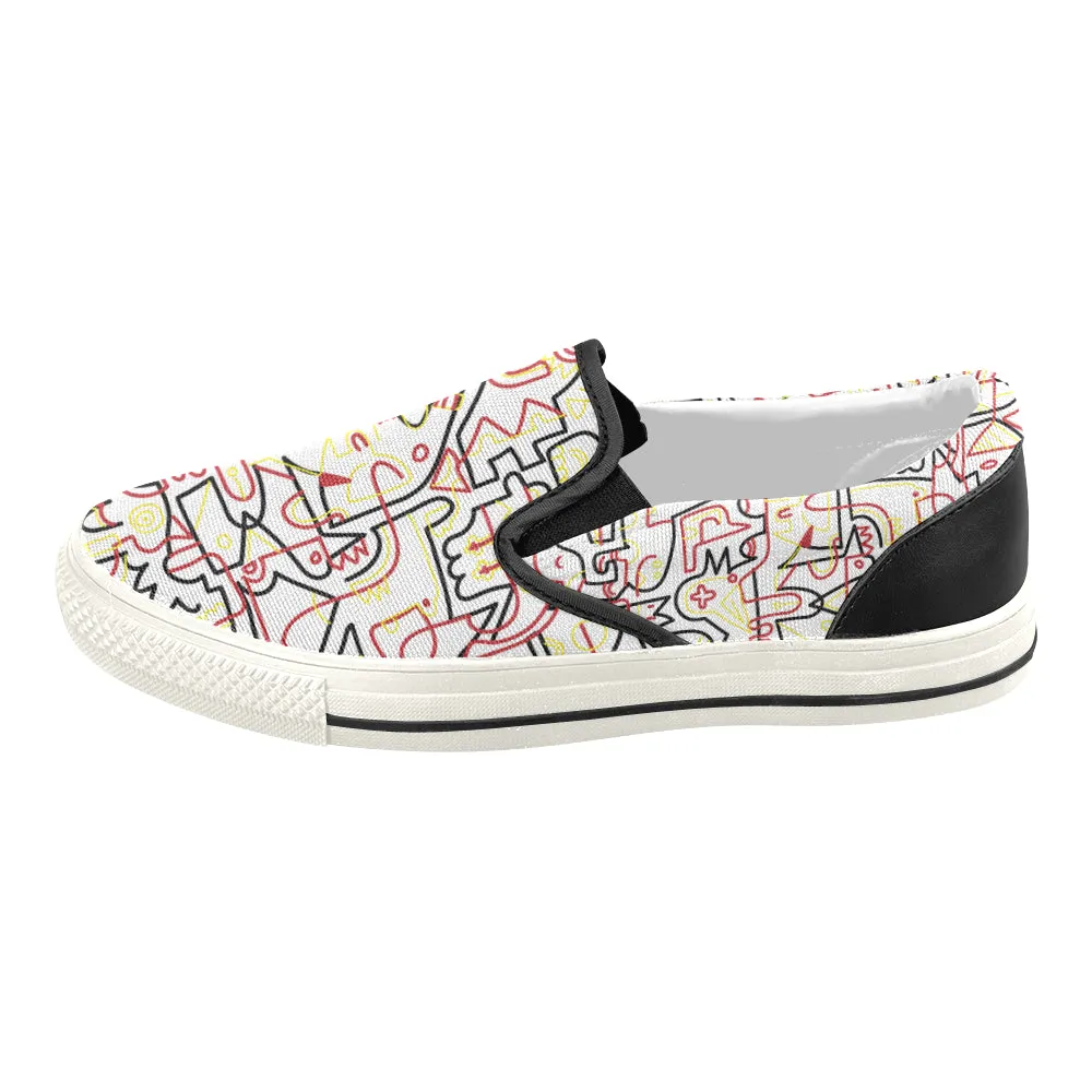 Women's Tangled Doodle Print Canvas Slip-on Shoes