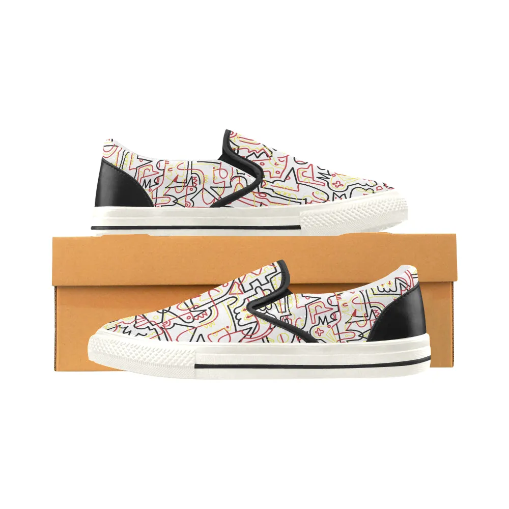 Women's Tangled Doodle Print Canvas Slip-on Shoes