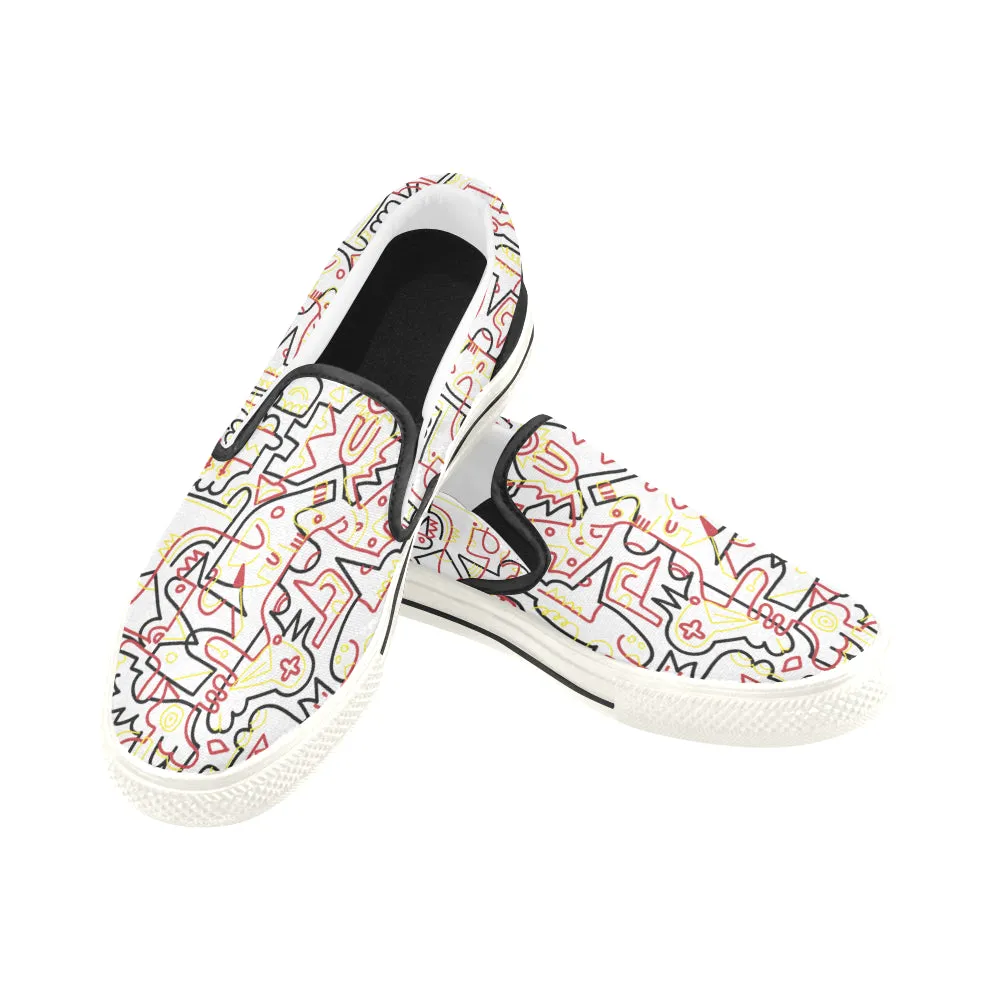 Women's Tangled Doodle Print Canvas Slip-on Shoes